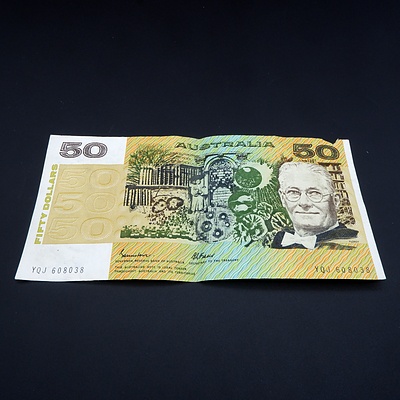 Australian Johnston/ Fraser $50 Note, YQJ 608038