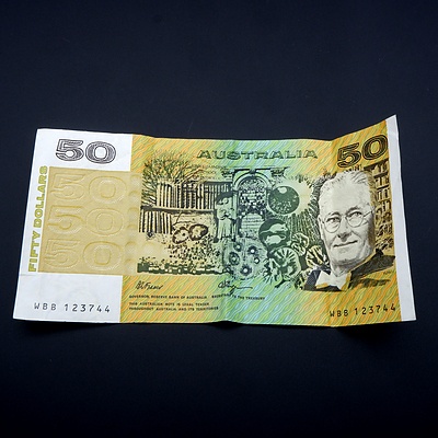 Australian Fraser/Higgins $50 Note, WBB 123744