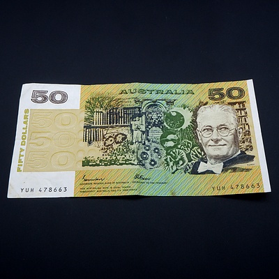 Australian Johnston/ Fraser $50 Note, YUH478663