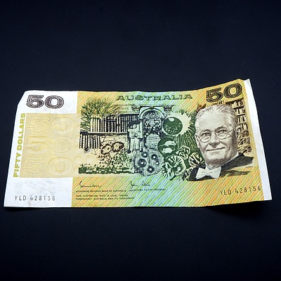 Australian Johnston/ Stone $50 Note, YLD428156