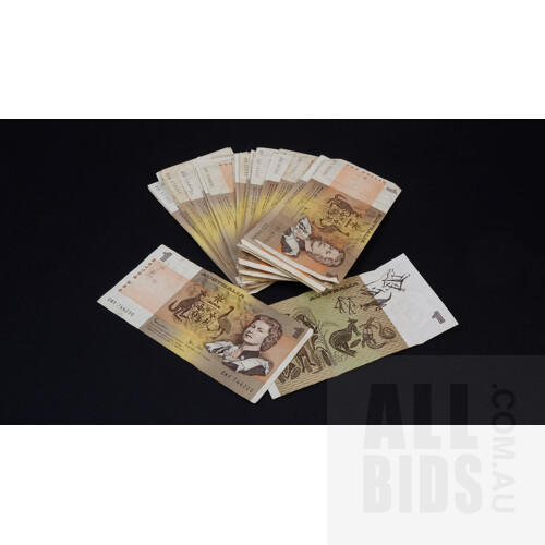 Thirty Australian $1 Notes, Philips/ Randall, Phillips/ Wheeler, Knight/ Wheeler, Knight/ Stone, Coombs/ Wilson