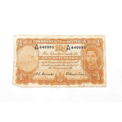 Commonwealth of Australia Coombs/ Wilson 10 Shilling Note, A84 840995