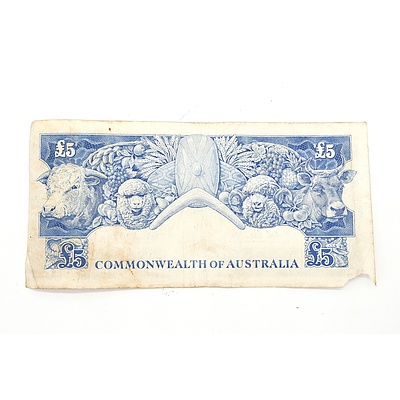 Commonwealth of Australia Coombs/ Wilson 5 Pound Note, TB44 449580
