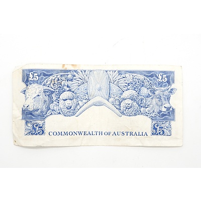 Commonwealth of Australia Coombs/ Wilson 5 Pound Note, TB46 504155