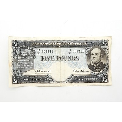Commonwealth of Australia Coombs/ Wilson 5 Pound Note, TC30 603211