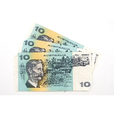 Three Australian Fraser/ Cole Ten Dollar Notes, MKQ, MLH, MGS