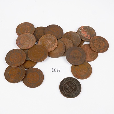 Collection of Australian Pennies. 1924, 1920, 1921, 1922, 1927, 1929, 1928.