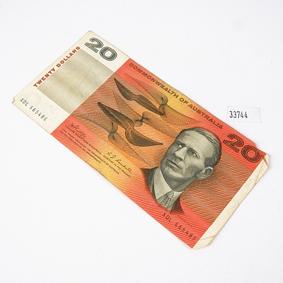 Australian Phillips / Randall $20 Note, XDL665486