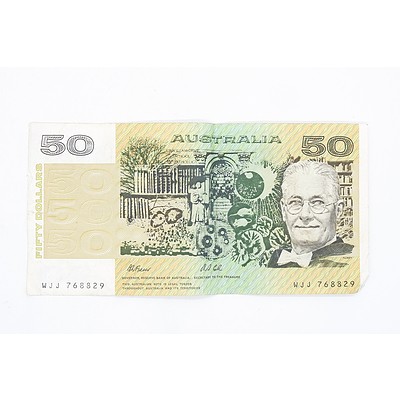 Australian Fraser/Cole $50 Note, WJJ768829