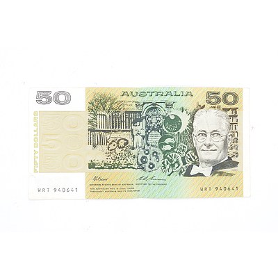 Australian Fraser/Evans $50 Note, WRT940641