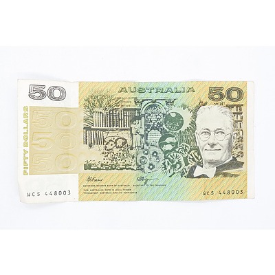 Australian Fraser/Higgins $50 Note, WCS448003