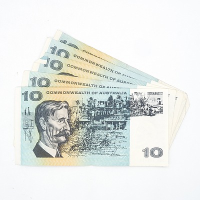 Five Australian Coombs/ Wilson $10 Notes, SDK, SCH, SAK, SAH and SBB