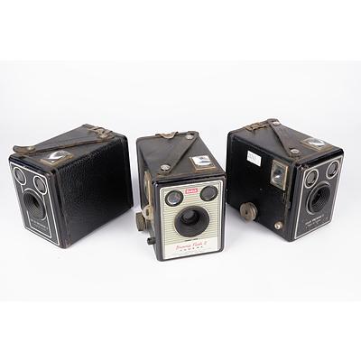 Kodak Six-20, Brownie D and C Cameras and a Kodak Brownie Flash II Camera