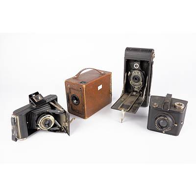 Ensign Box Camera, Kodak Hawkeye Model B, Kodak Folding Brownie Six-20 and Brownie Special Six-20 cameras