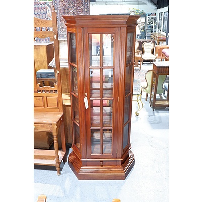 Antique Style Mahogany Display Cabinet with Glass Panelled Door and Sides