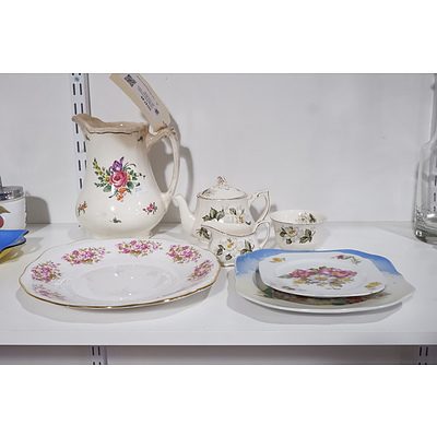 Vintage Bristol Porcelain Jug, Alfred Meakin Teaset and Three Plates