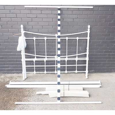 Antique Style White Metal Queen Bed Frame