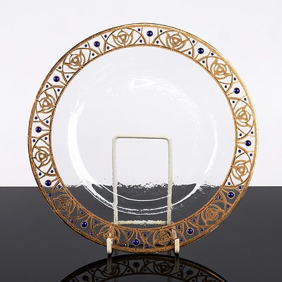Peter Crisp (1959) Gilt and Enameled Glass Plate
