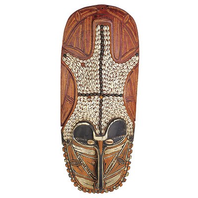 Vintage Sepik River PNG Hand and Shell Decorated Tribal Mask