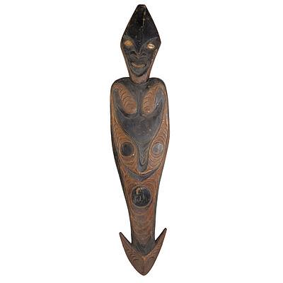 PNG Hand Carved and Decorated Hook with Shell Eyes
