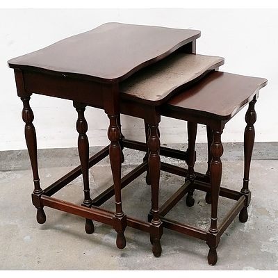 Three Antique Style Wooden Nesting Side Tables