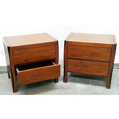 Pair of Timber Two Drawer Bedside Tables
