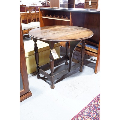 Vintage Circular Victorian Ash Gateleg Dropside Table