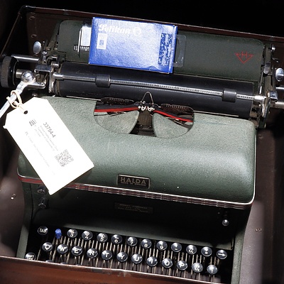 Antique Halda Sweden Desk Typewriter in Samsonite Style Case