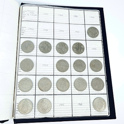 Coin Album Consisting of England Farthings, 1/2 Pennies, Pennies, Three Pence, Shillings, 6 Pence, Florins and More