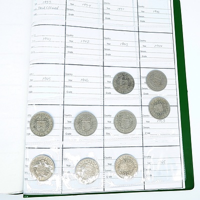 Coin Album Consisting of New Zealand Half Pennies, Pennies, Three Pence, Shillings, Florins and Half Crowns