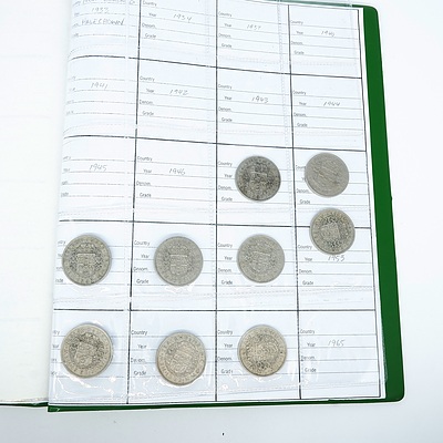 Coin Album Consisting of New Zealand Half Pennies, Pennies, Three Pence, Shillings, Florins and Half Crowns
