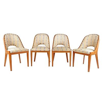 Set of Four Art Deco Dining Chairs with Moulded Plywood Backs