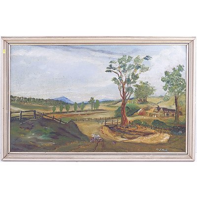 Vintage Pastoral Oil on Board - Signed Indistinctly Lower Right