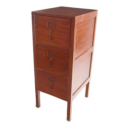 Vintage Maple Three Drawer Filing Cabinet