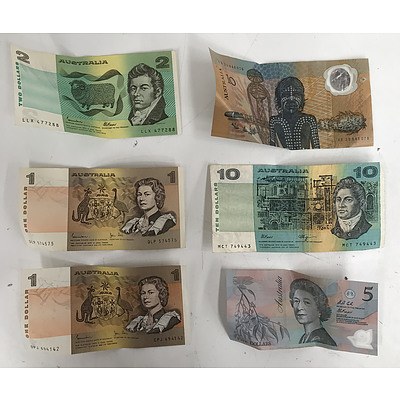 Assorted Australian Bank Notes, Including 1988 Bicentennial $10 Note
