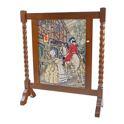 Antique Maple and Tapestry Firescreen