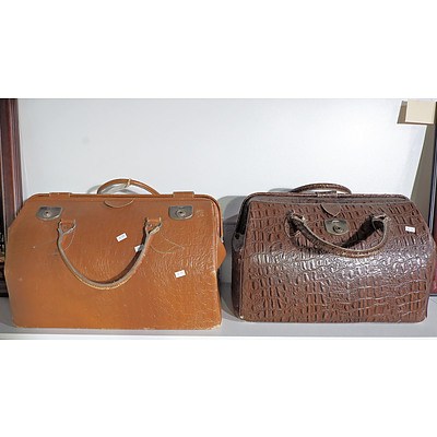 Two Old Leather Gladstone Bags