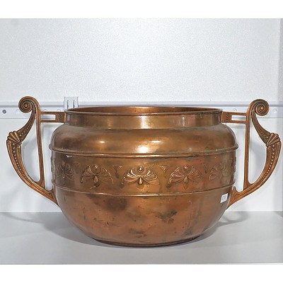 Art Nouveau KDM Handled Copper Bowl