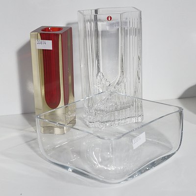 Three Studio Glass Vases, Including Iittala