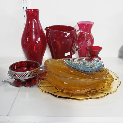 Group of Vintage Coloured Glassware