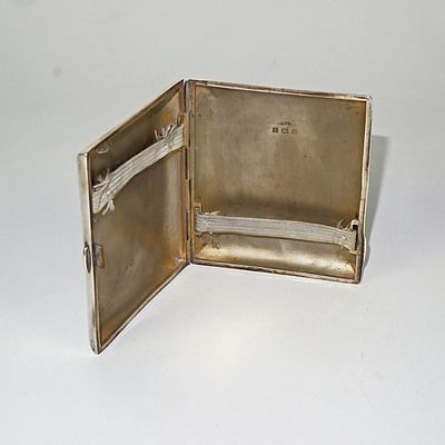 Engraved and Monogrammed Sterling Silver Cigarette Case, Birmingham, 20th Century, 90g