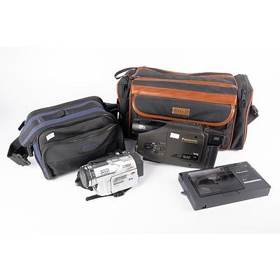 Panasonic NV-R50 VHS-C Video Camera and Panasonic NV-G570 3CCD 500x Digital Zoom Video Camera with Bags