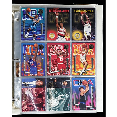 Album Containing Approx. 700 Assorted 1995 NBA Basketball Collector Cards and Approx. 70 Lion King Collector Cards