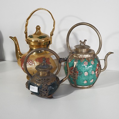 Three Oriental Tea Pots