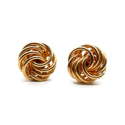 9ct Yellow Gold Stud Earrings, Knot Style, 1.2g