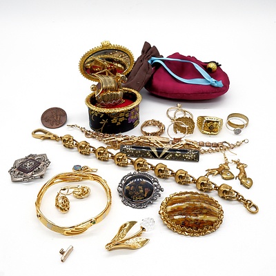 Large Collection of Costume Jewellery, Including Antique Rolled Gold Watch Band