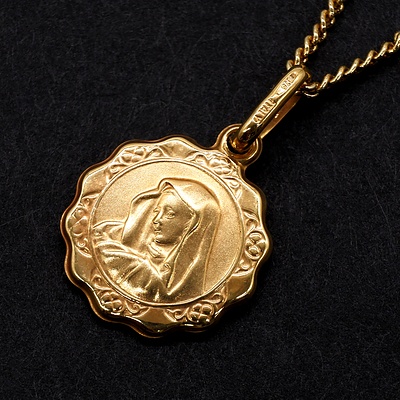 9ct Yellow Gold Religious Pendant on a Gold Plated Necklace