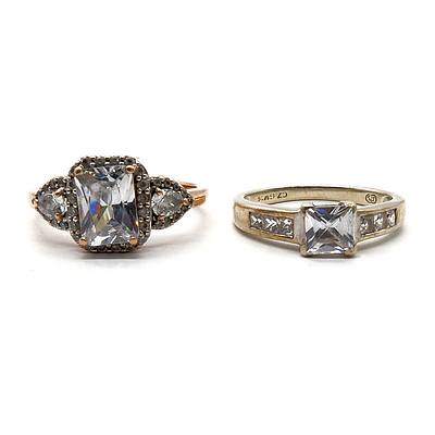 Two 9ct Yellow Gold Rings with CZ, 5.75g