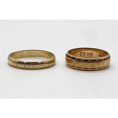 Two 9ct Yellow Gold Wedding Rings, 6.6g