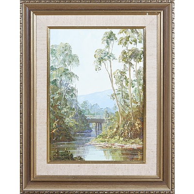 Keith Wright, The Bridge Morses Creek, Oil on Canvasboard, 34 x 24 cm
